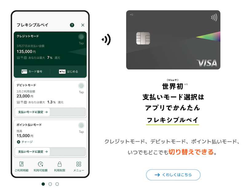 機能2:1枚5役の「Oliveフレキシブルペイ」が使える!